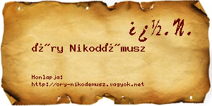 Őry Nikodémusz névjegykártya